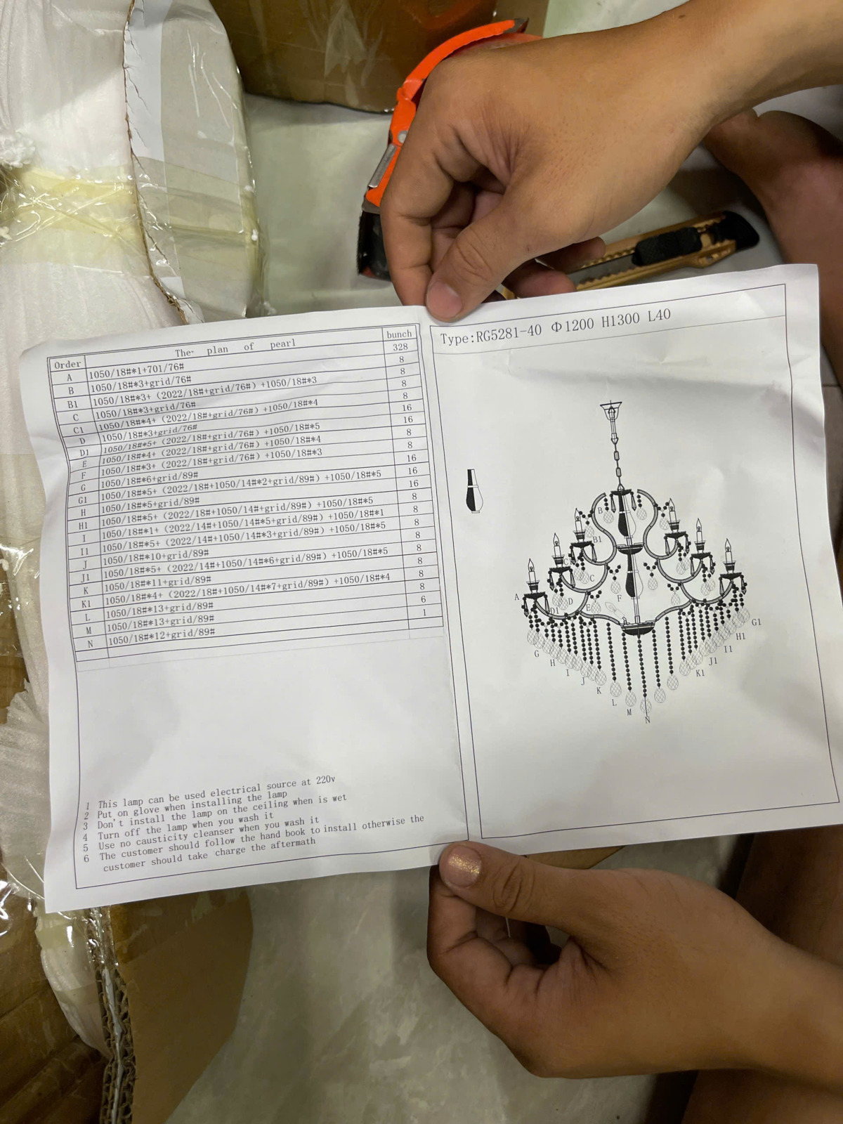 Hướng dẫn lắp đặt Đèn pha lê thông tầng sảnh khách sạn DC5281T40