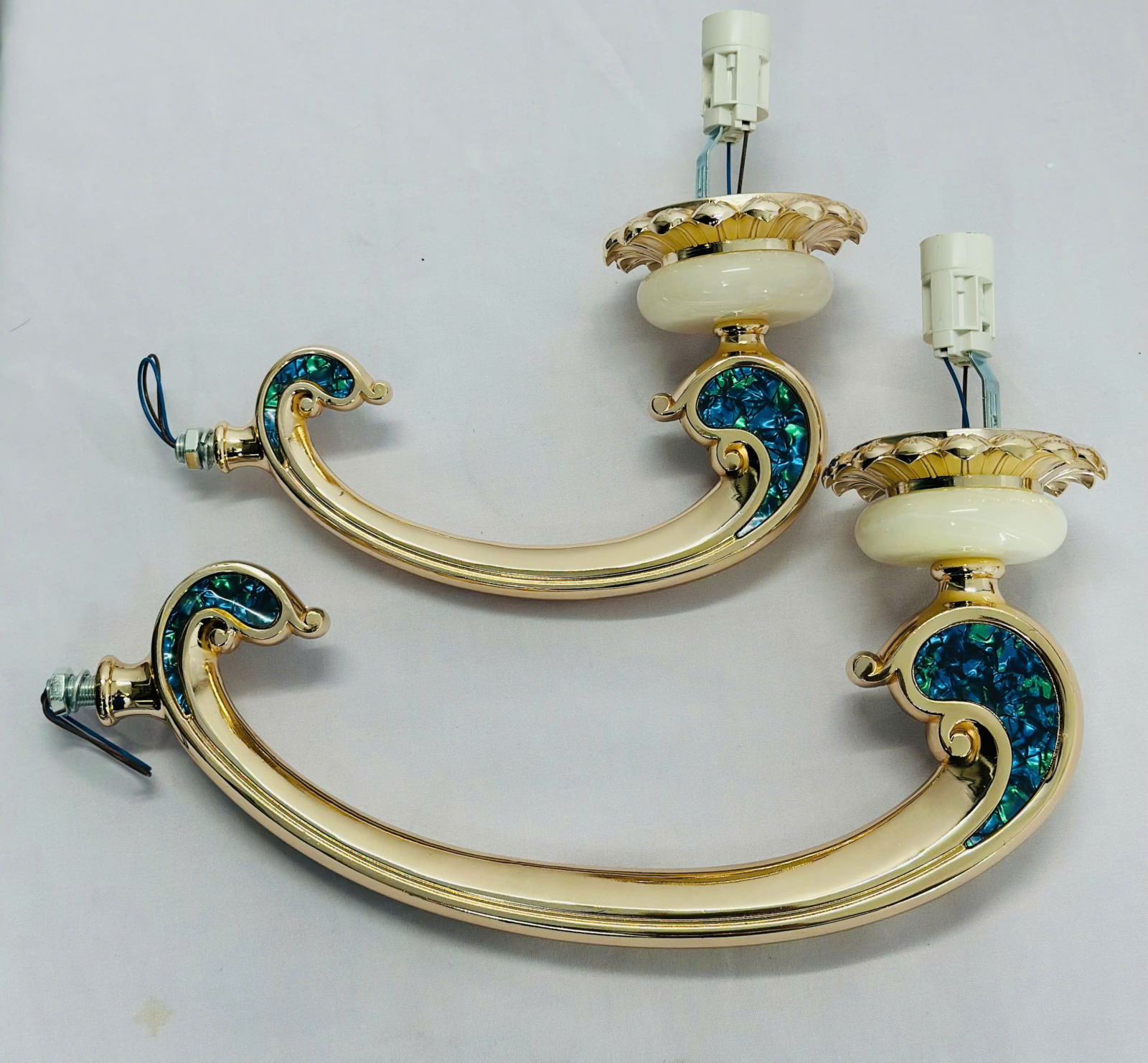 Tay Đèn chùm pha lê cao cấp khảm xà cừ 6 tay DC6018T6