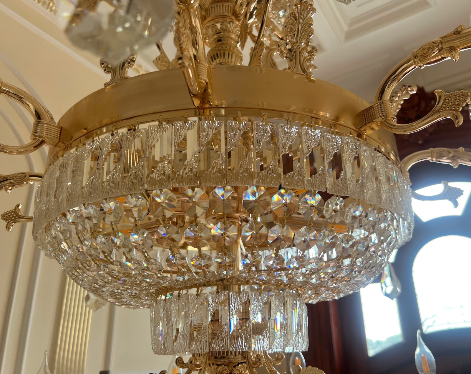 Chi tiết pha lê Đèn chùm thông tầng pha lê K9 cao cấp DC6237T39