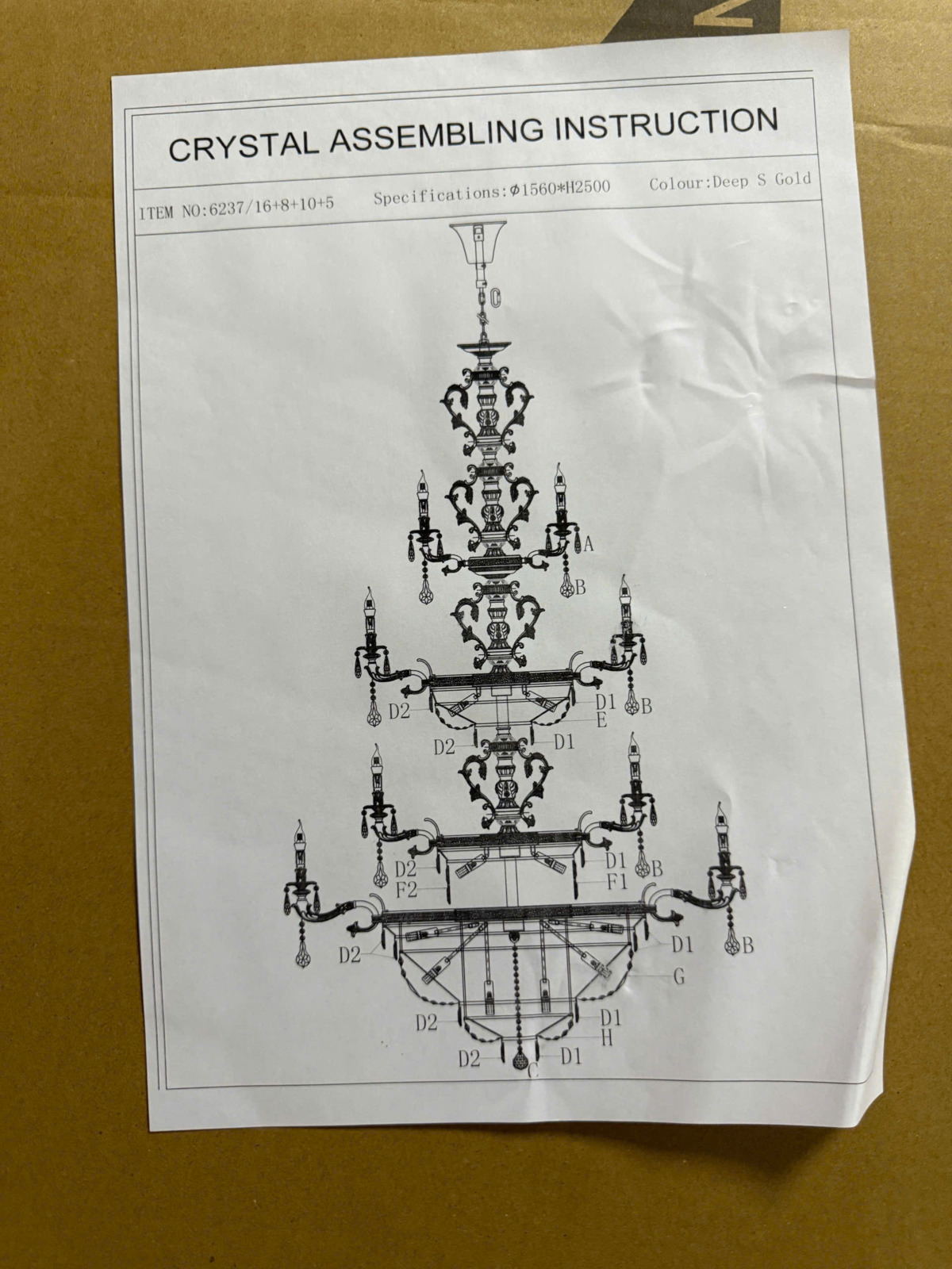 Hướng đẫn lắp đặt Đèn chùm thông tầng pha lê K9 cao cấp DC6237T39
