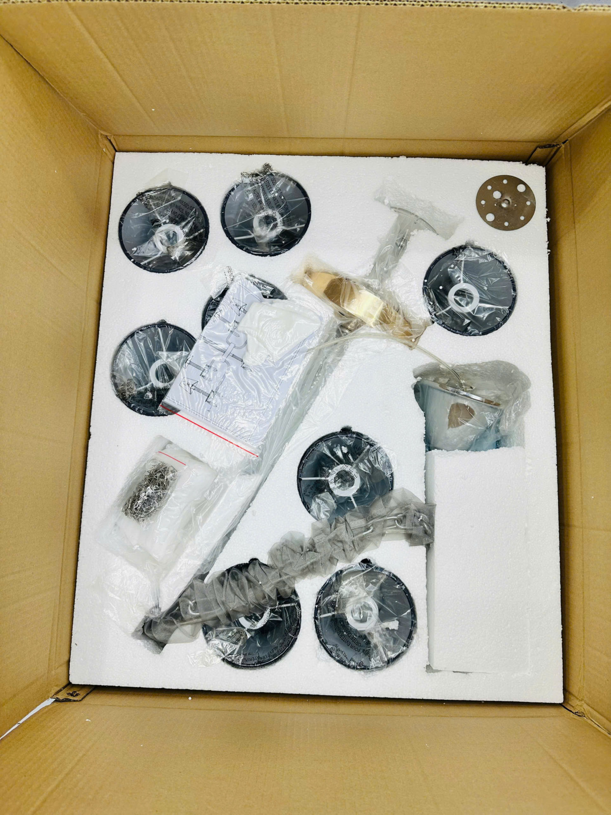 Mở thùng Đèn chùm pha lê chóa vải tím 15 tay DC8119T15