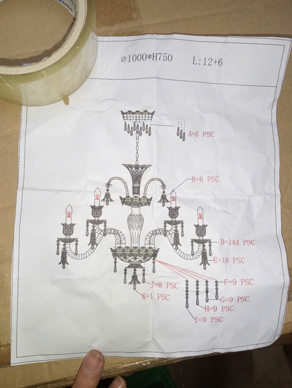 Hướng dẫn lắp đặt Đèn chùm pha lê trắng đường kính 1m DC8806T18