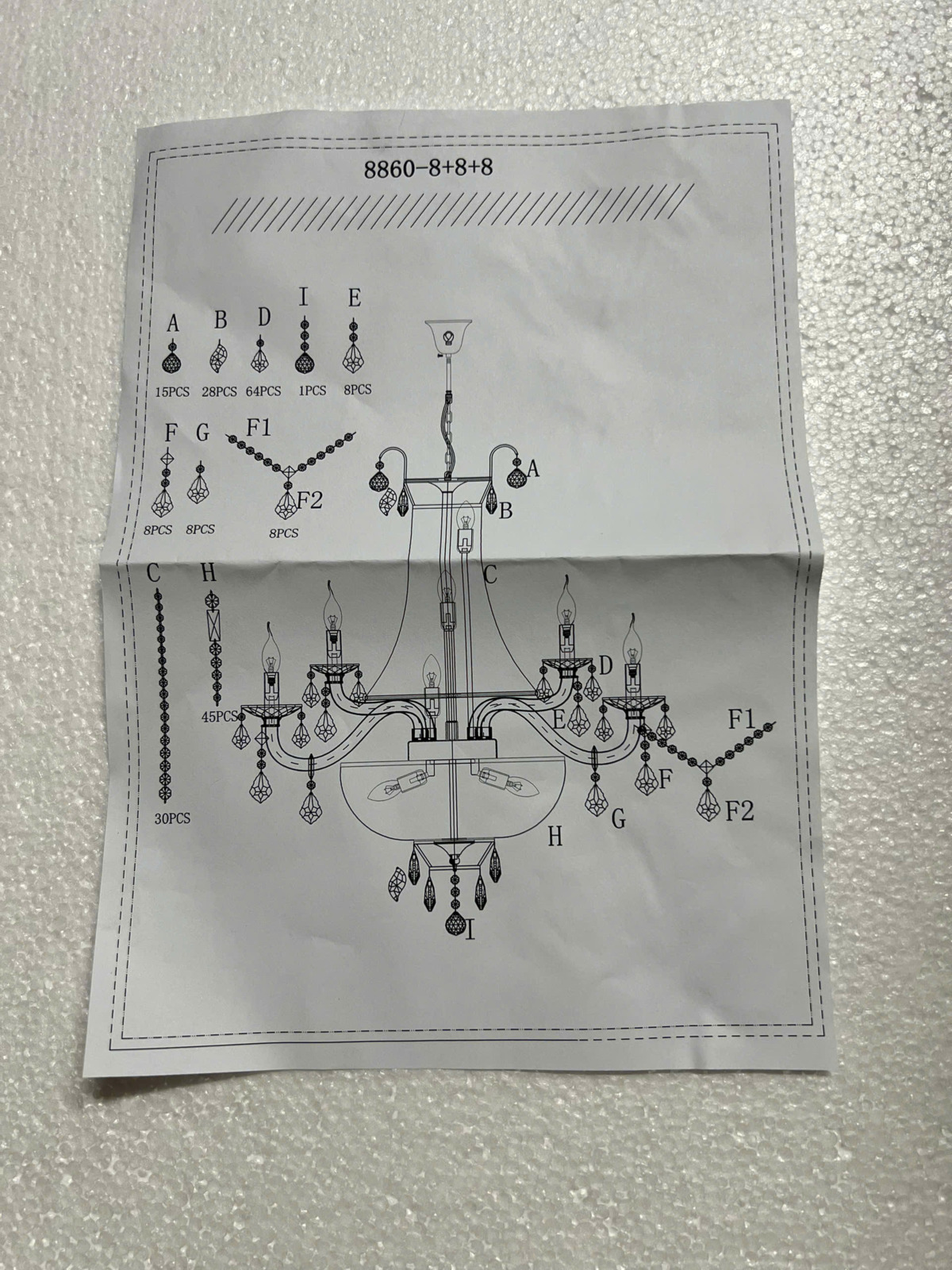 Hướng dẫn lắp Đ&egrave;n ch&ugrave;m pha l&ecirc; &aacute;nh v&agrave;ng đường k&iacute;nh 86cm DC8860T16
