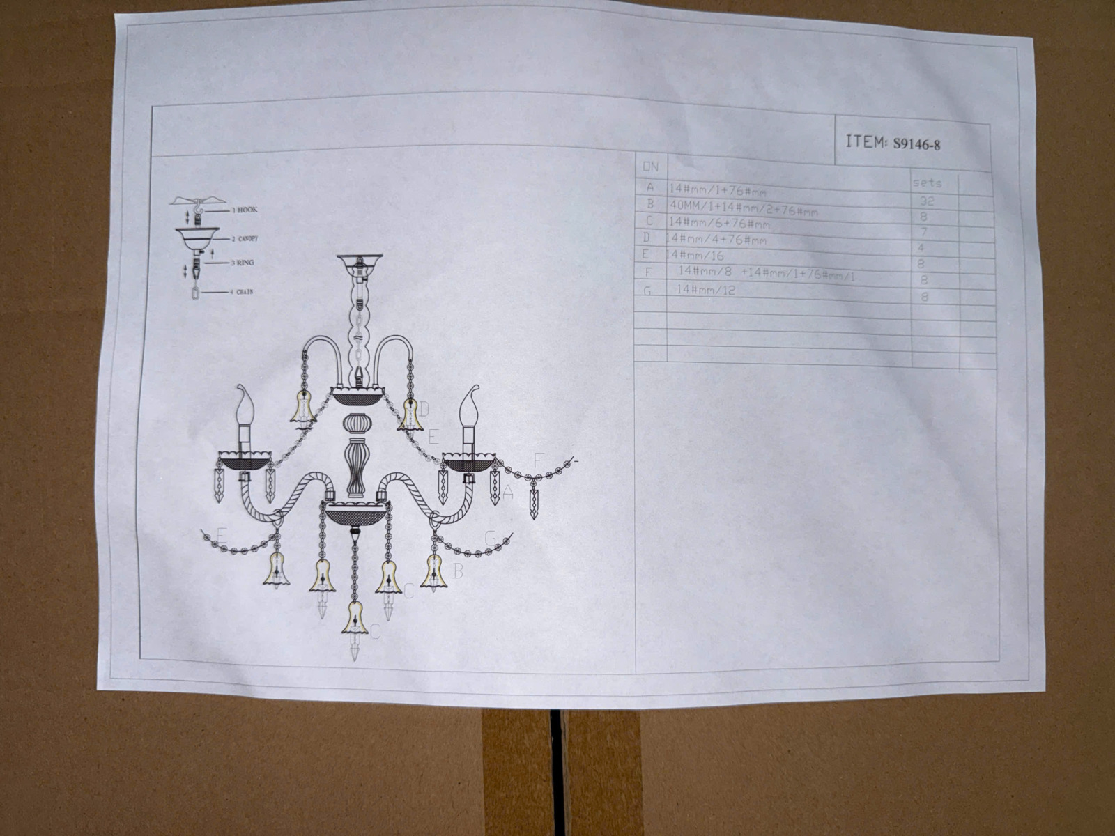 Hướng dẫn lắp đặt Đèn chùm pha lê trắng 8 tay DC9146T8