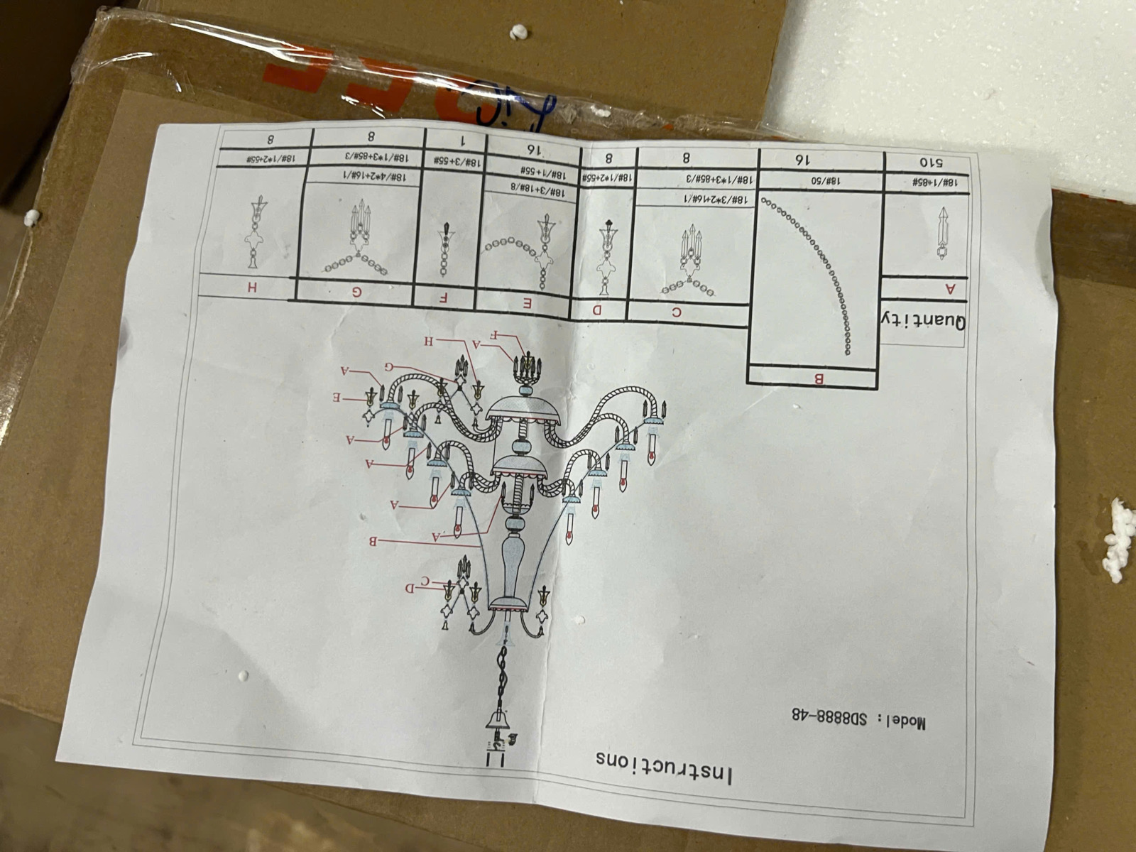 Hướng dẫn lắp đặt Đèn chùm pha lê trắng thông tầng DC9888T48