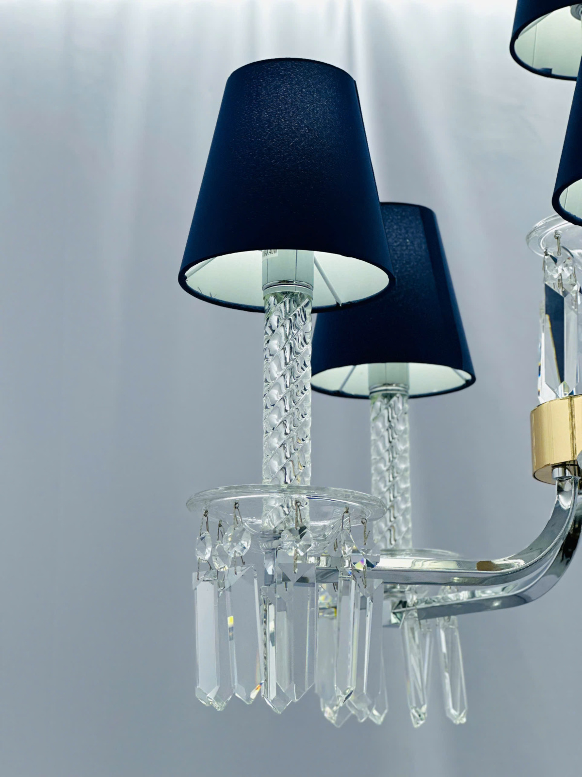 Chi tiết chóa Đèn đứng pha lê chóa vải tím 6 tay DD8119T6