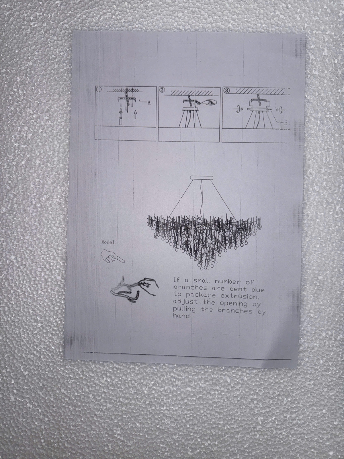 Hướng dẫn lắp đặt Đèn thả trang trí pha lê cành vàng dài 1m TPL05N1000