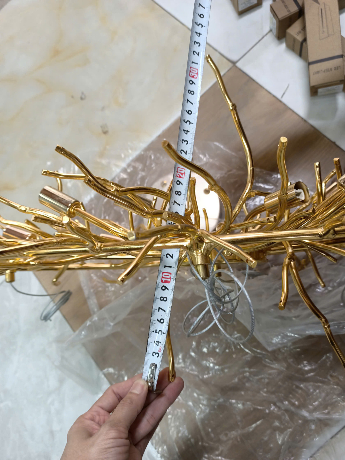 Kích thước Đèn thả trang trí pha lê cành vàng dài 1m TPL05N1000