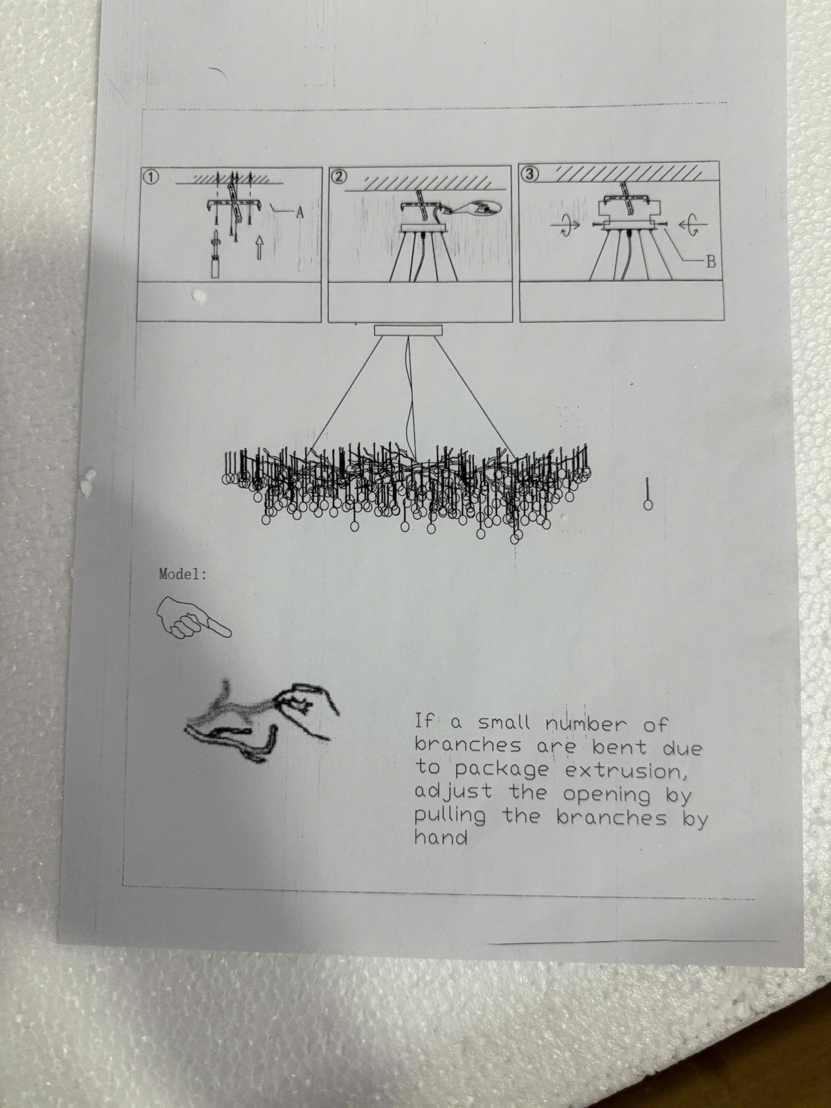 Hướng dẫn lắp đặt Đèn thả trang trí pha lê cành vàng đường kính 60cm TPL05T600