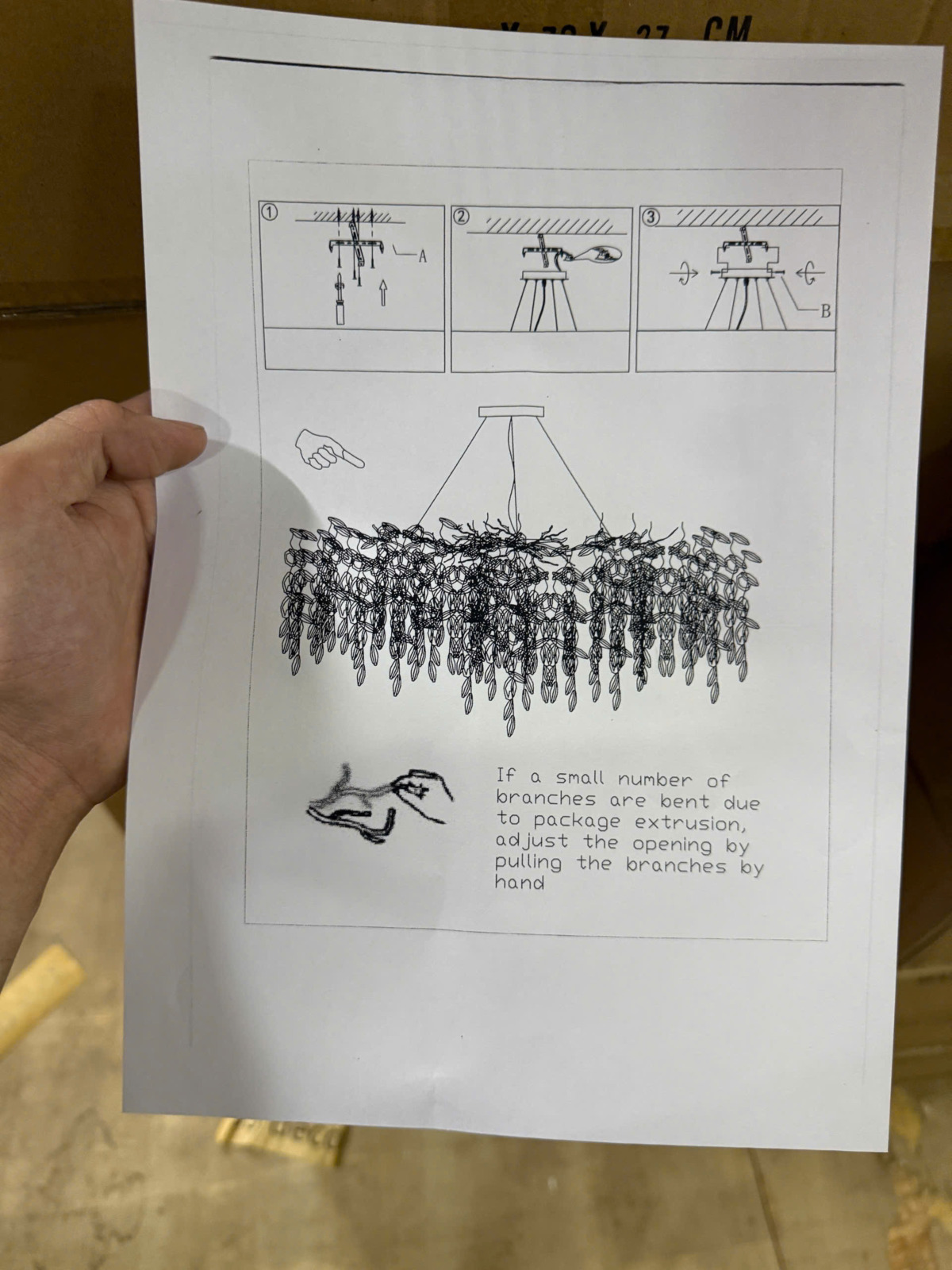 Hướng dẫn lắp Đèn thả cành vàng đường kính 60cm TPL07T650