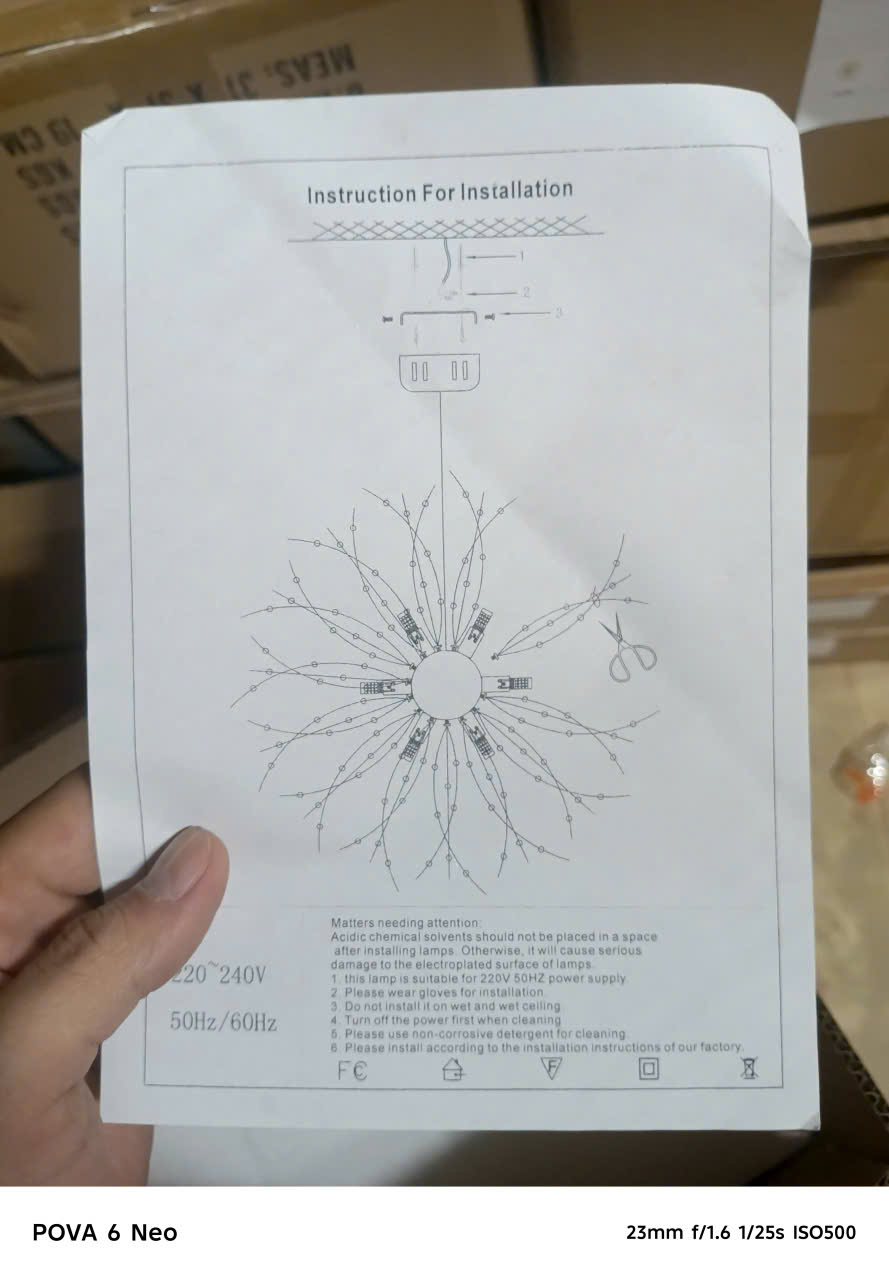 Hướng dẫn lắp đặt Đèn thả cầu hoa bồ công anh đường kính 60cm TPL71T16B