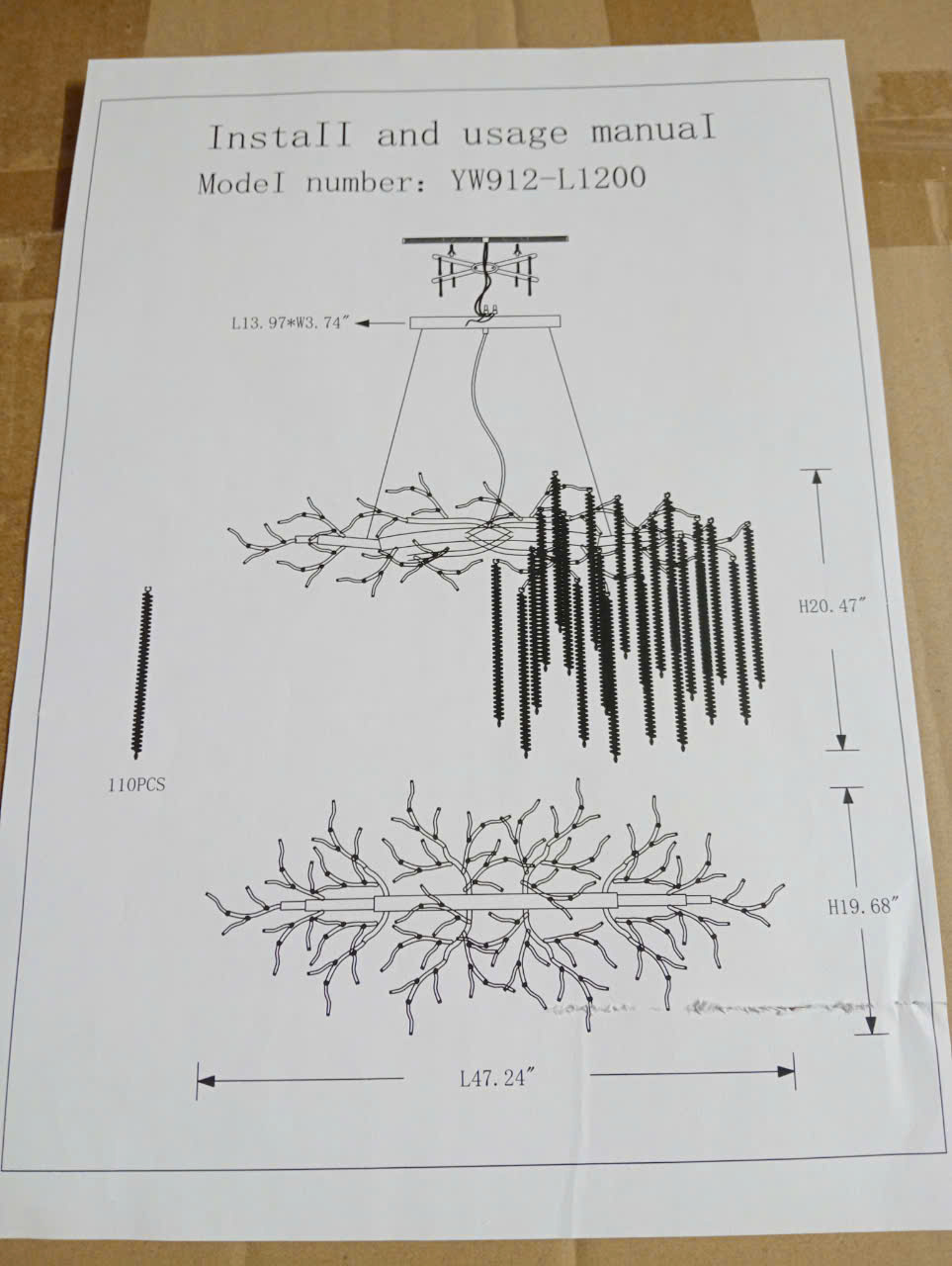 Hướng dẫn lắp đặt Đèn thả trang trí bàn dài TPL912N1200