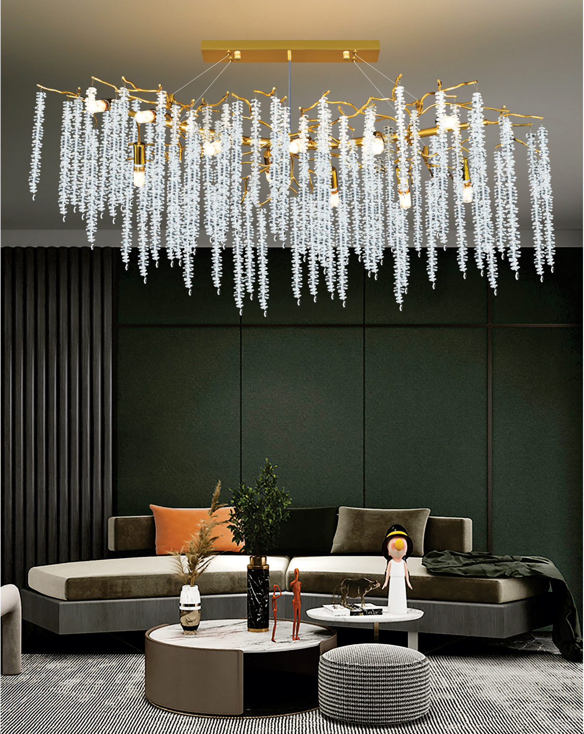 Đèn thả pha lê hoa tuyết TPL-6002/L1200