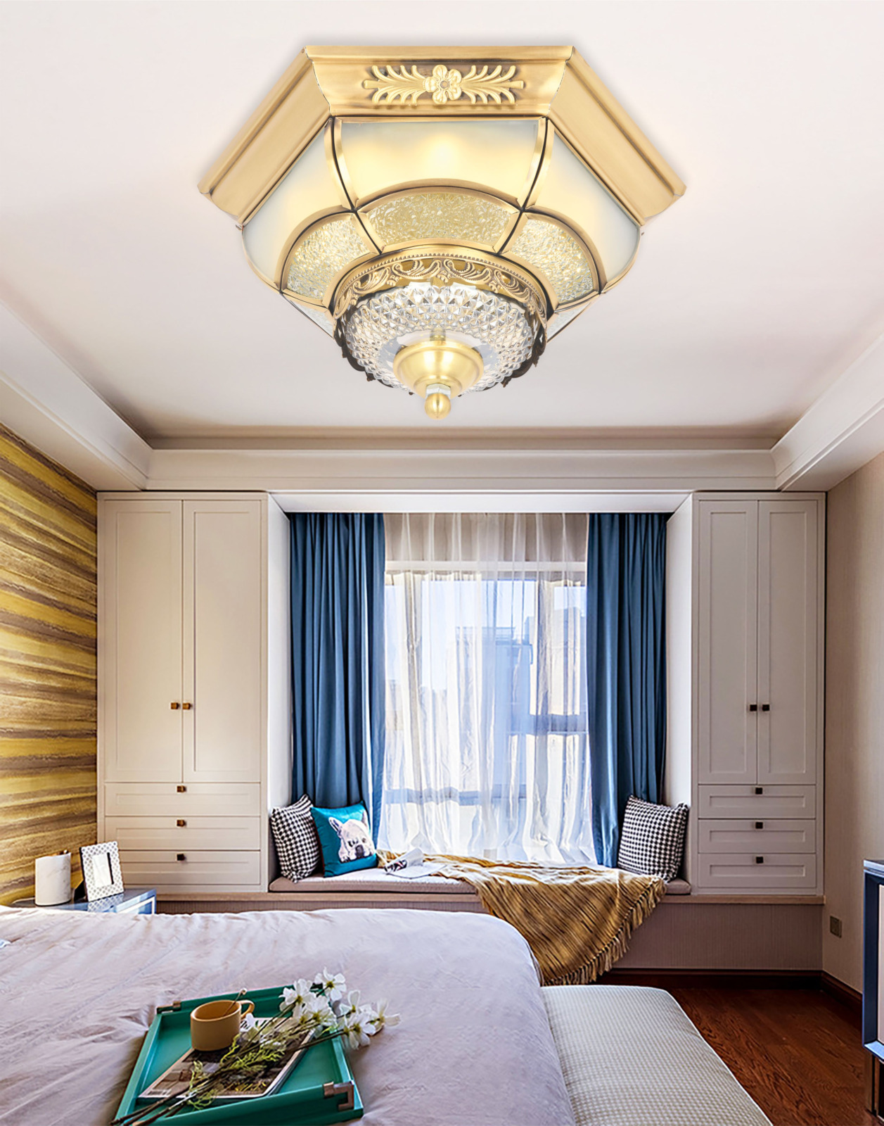 Đèn mâm ốp trần đồng phòng ngủ MD-X9933/300