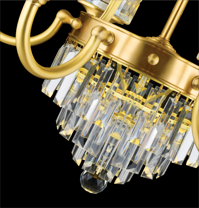 Đèn chùm đồng 6 tay chao thủy tinh CD-D8331/6