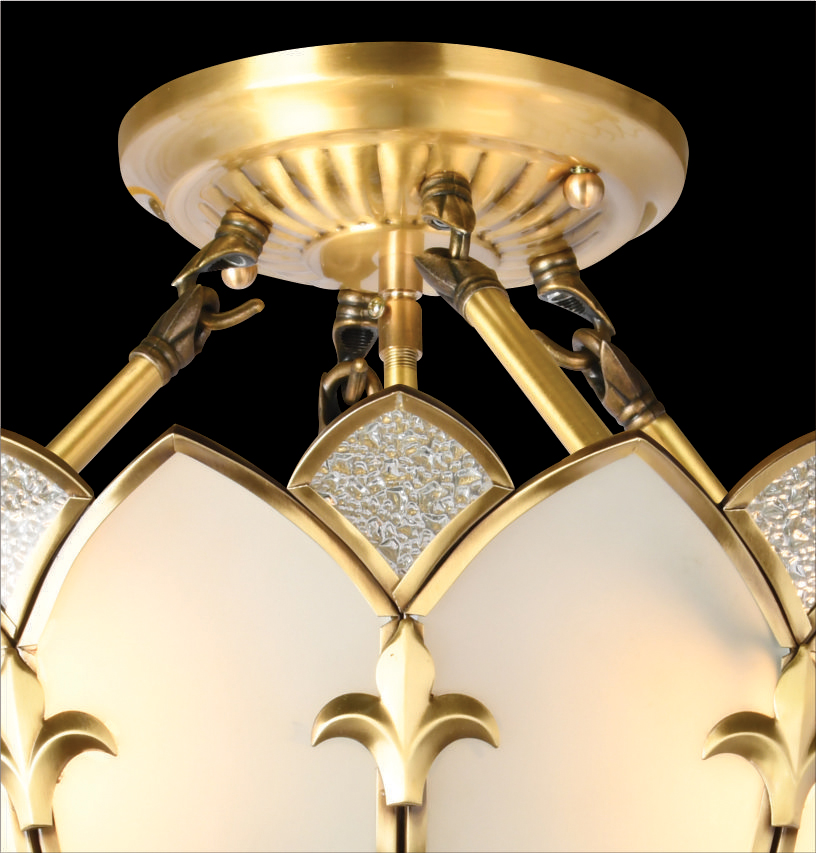 Đèn ốp trần đồng chao kính cánh hoa sen MD-C0950/4