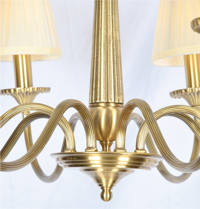 Đèn chùm đồng chao vải 6 tay CD-8205/6