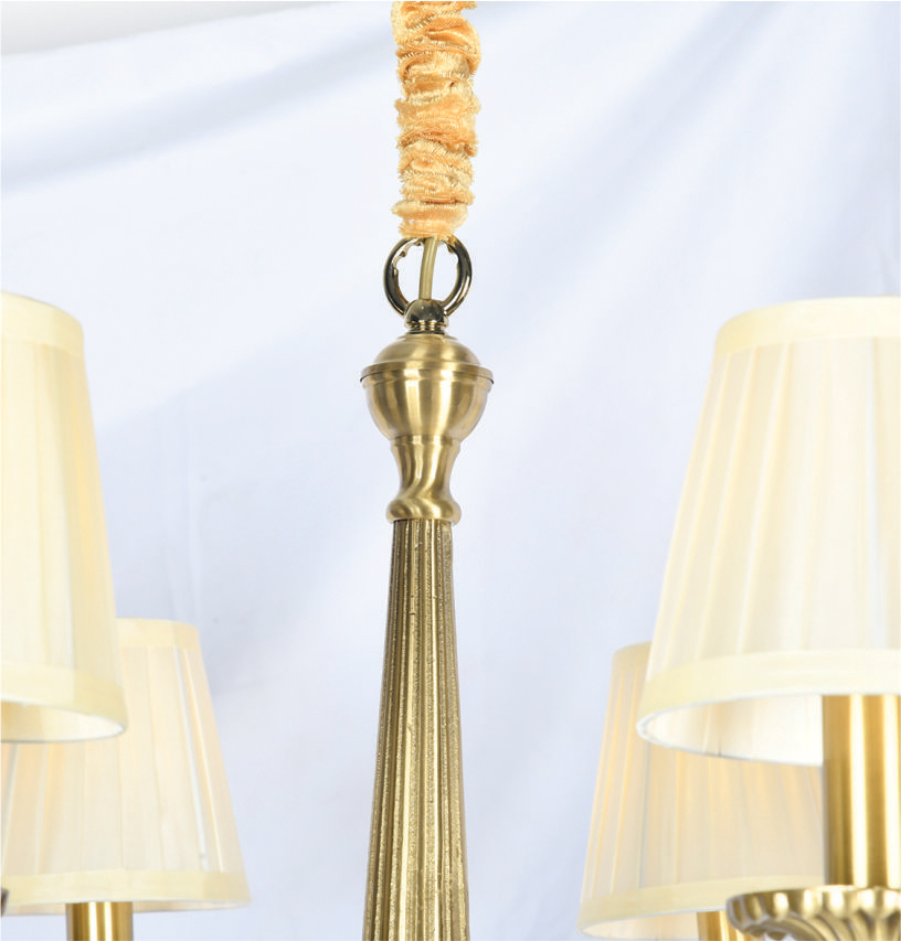 Đèn chùm đồng chao vải 6 tay CD-8205/6