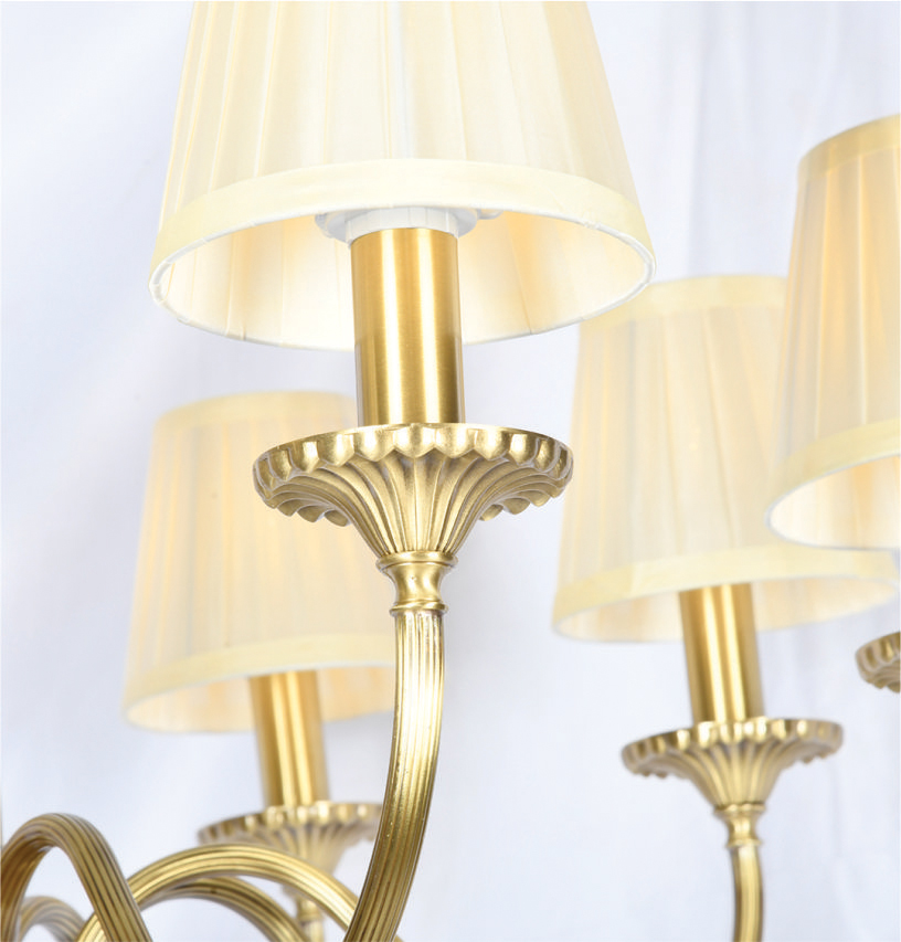 Đèn chùm đồng chao vải 6 tay CD-8205/6