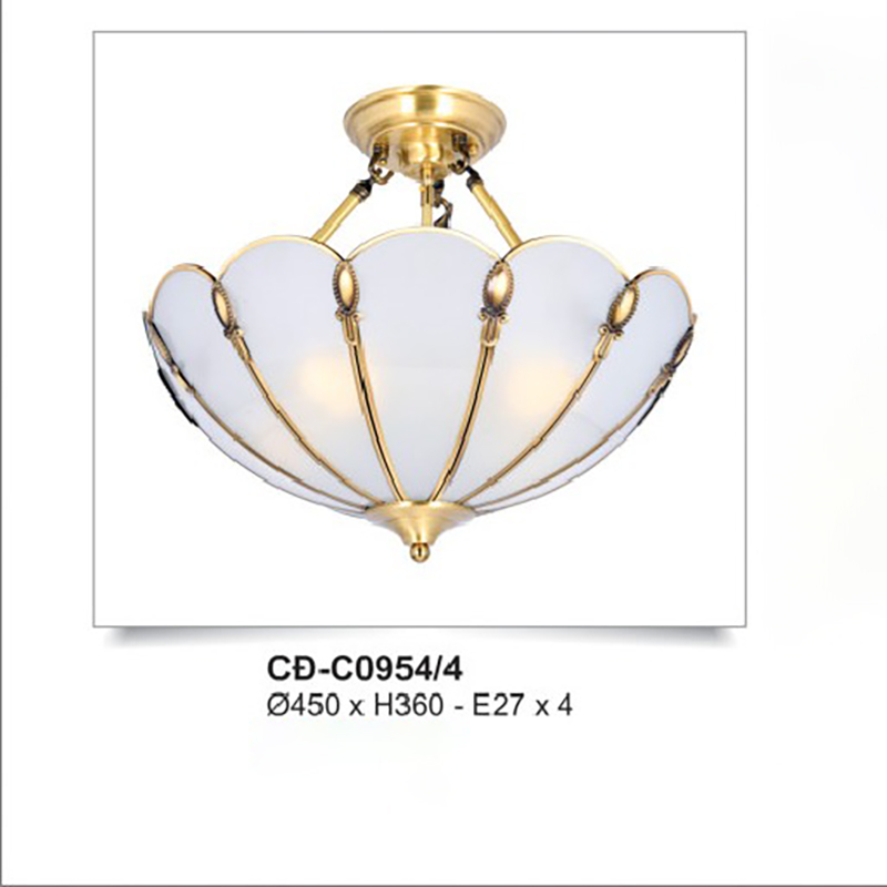 Đèn ốp trần đồng chao kính mờ CD-C0954/4