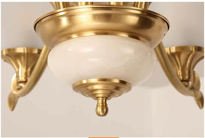 Đèn chùm đồng 6 tay chao đáy đá tự nhiên CD-D820/6