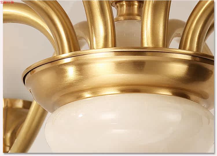 Đèn chùm đồng 6 tay chao đáy đá tự nhiên CD-D820/6