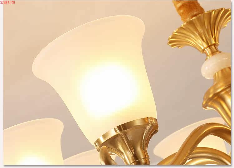 Đèn chùm đồng 6 tay chao đáy đá tự nhiên CD-D820/6