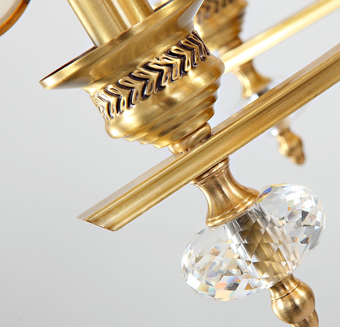 Đèn chùm đồng chao kính 6 tay CD-0558/6