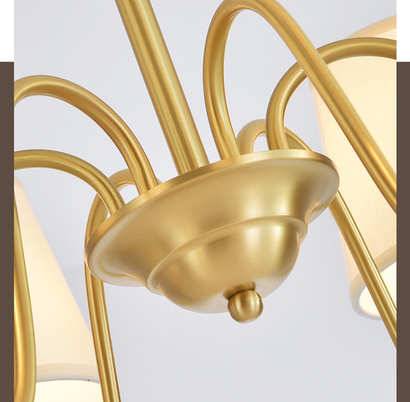 Đèn chùm đồng 6 tay chao vải CD-D8203/6