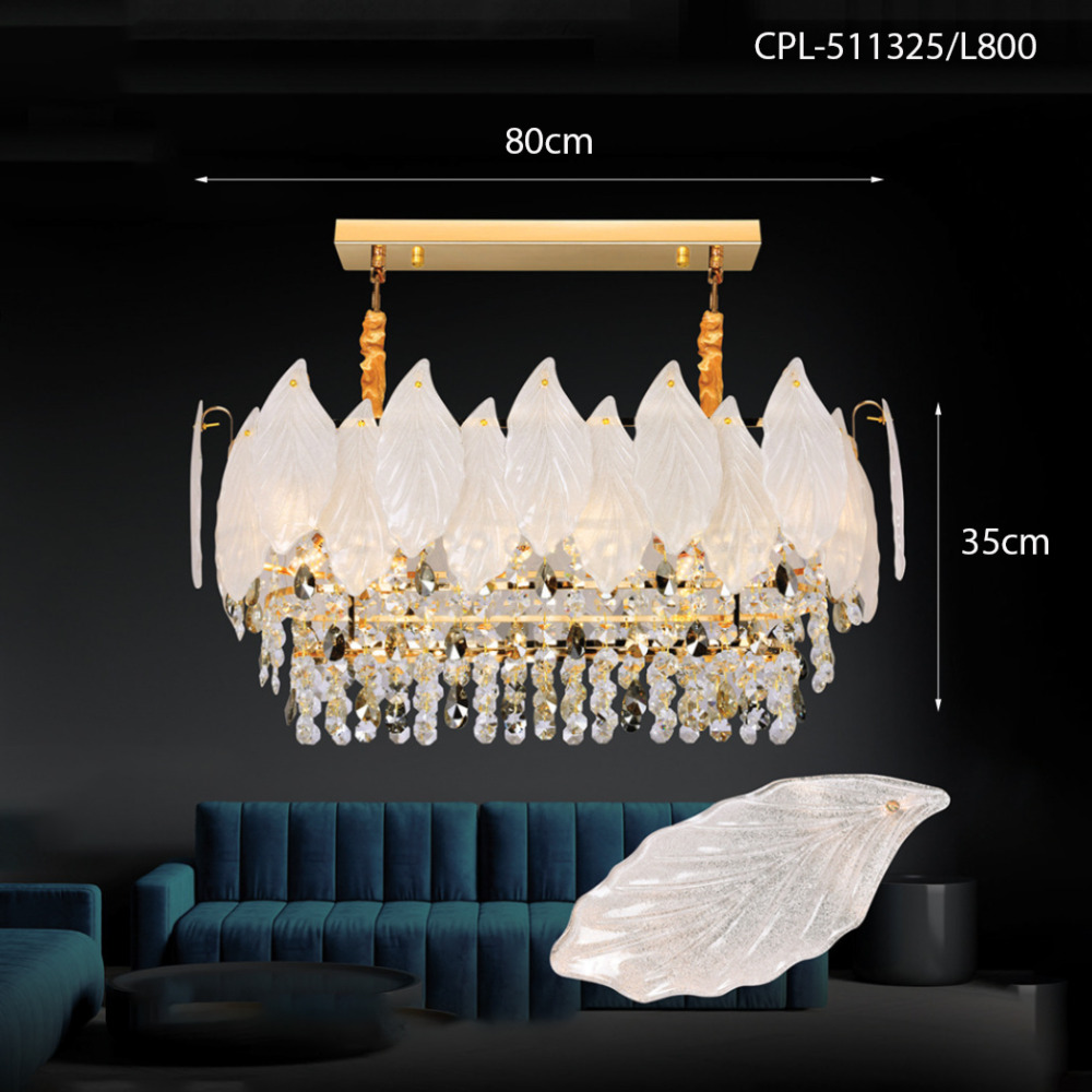 Đèn thả trần pha lê lá CPL-511325/L800