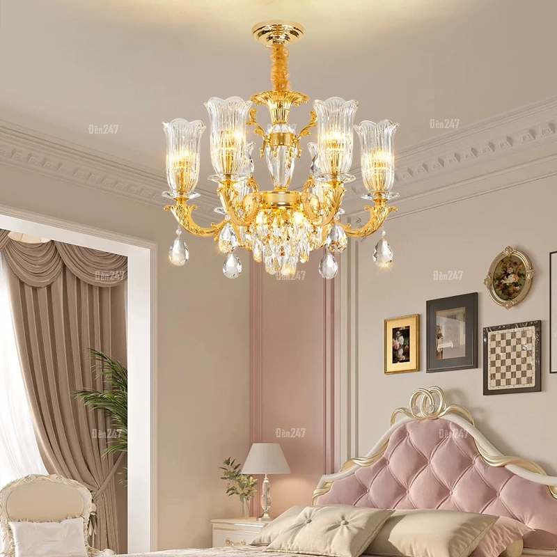 Đèn chùm pha lê vàng DC-8308