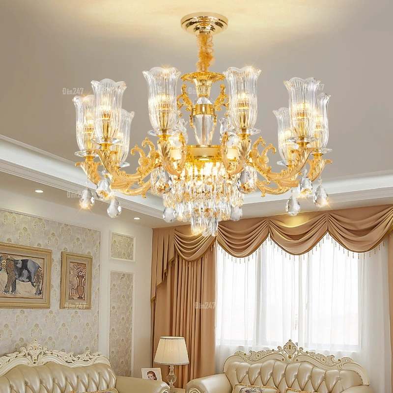 Đèn chùm pha lê vàng DC-8308