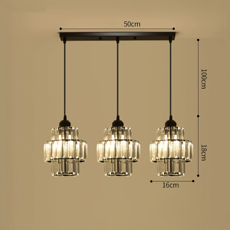 Đèn bàn dài pha lê hình thoi DT-2399/3A-BK
