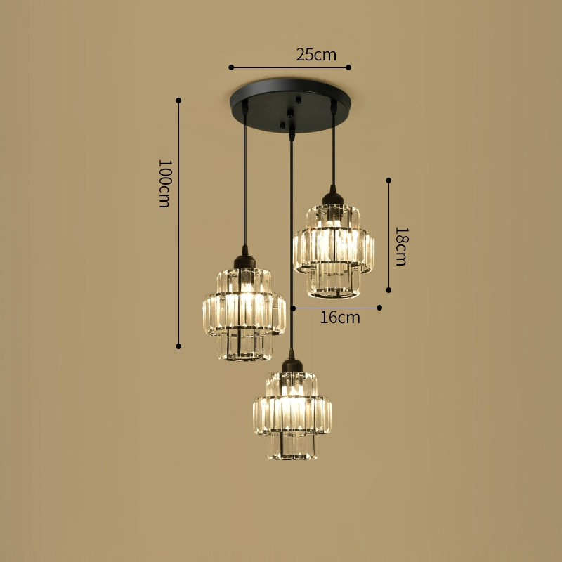 Đèn thả pha lê hình thoi bàn tròn DT-2399/3B-BK