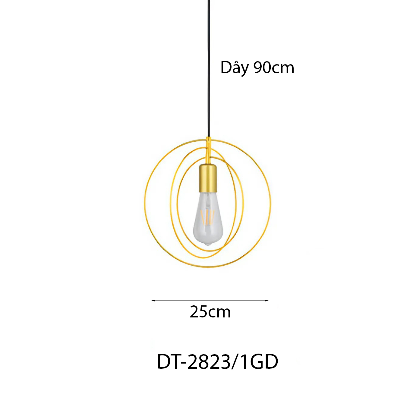 Đèn thả khung sắt Decor hình tròn DT-2823/1GD