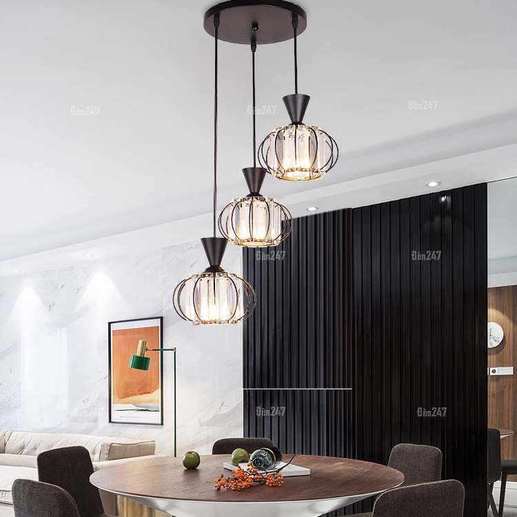 Đèn thả bàn ăn pha lê DT-9377/3B-BK