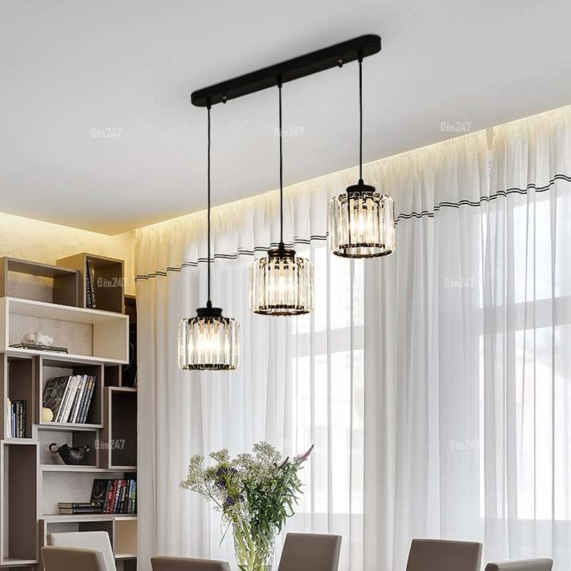Đèn thả dài pha lê 3 bóng DT-9573/3A-BK