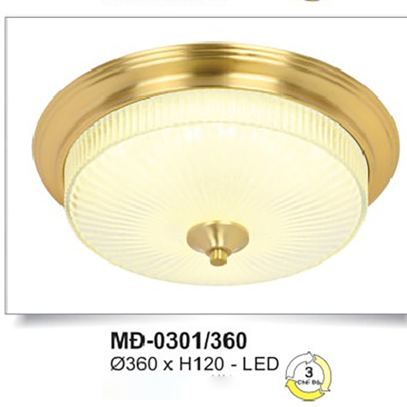 Đ&egrave;n ốp trần đồng nguy&ecirc;n chất MD-0301/360