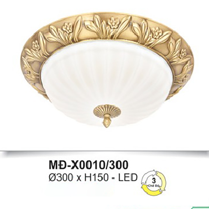 Đèn ốp trần đồng viền họa tiết hoa lá MD-X0010/300