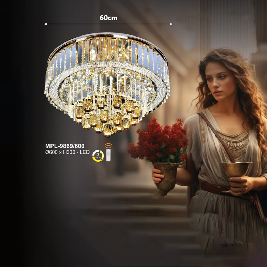 Đèn ốp trần pha lê hình tròn MPL-9869/600