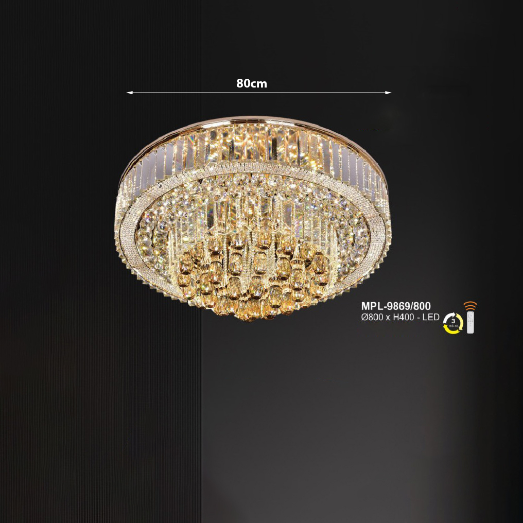 Đèn ốp trần pha lê hình tròn MPL-9869/800