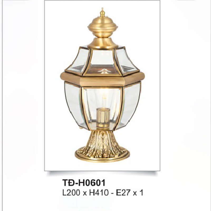 Đèn trụ cột đồng nguyên chất chao kính TD-H0601