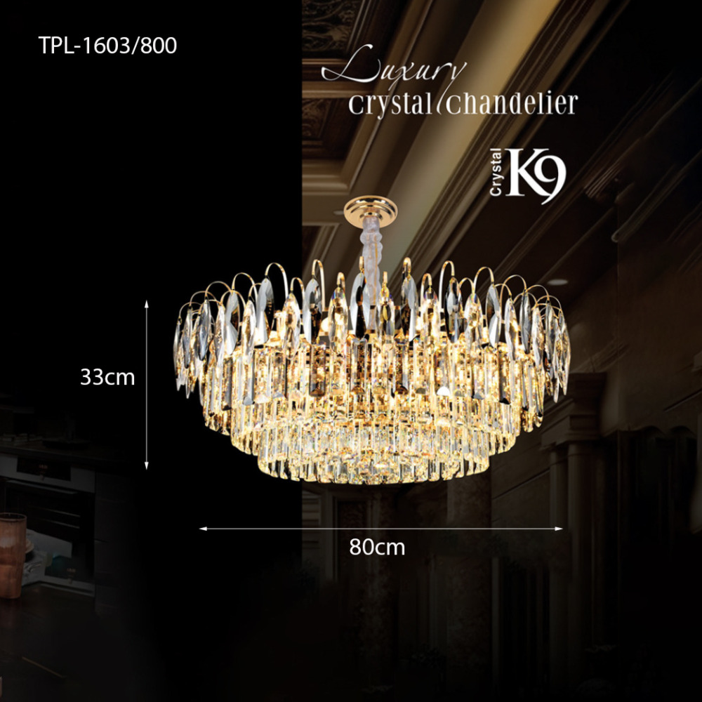 Đèn chùm pha lê khói TPL-1603/800