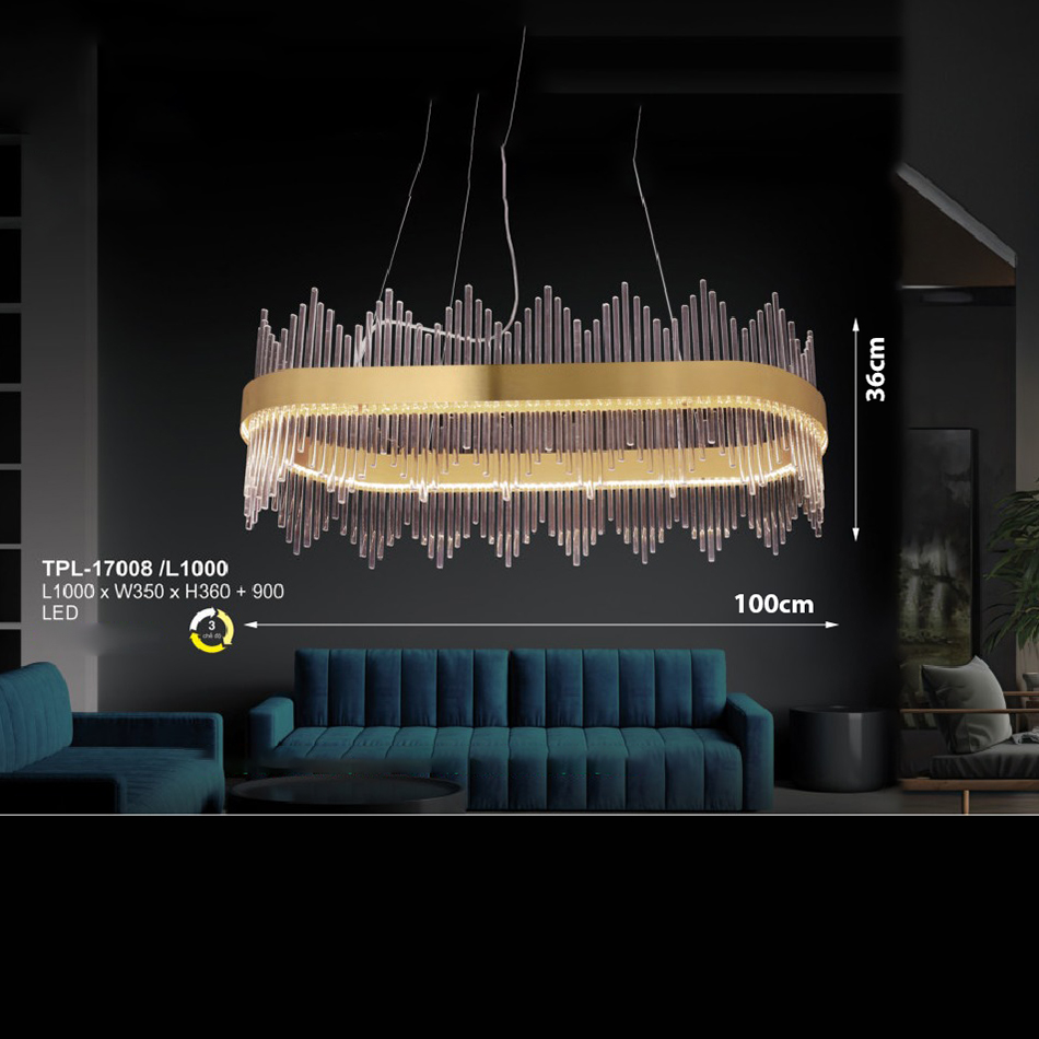 Đèn thả pha lê vòng nguyệt quế TPL-17008/L1000