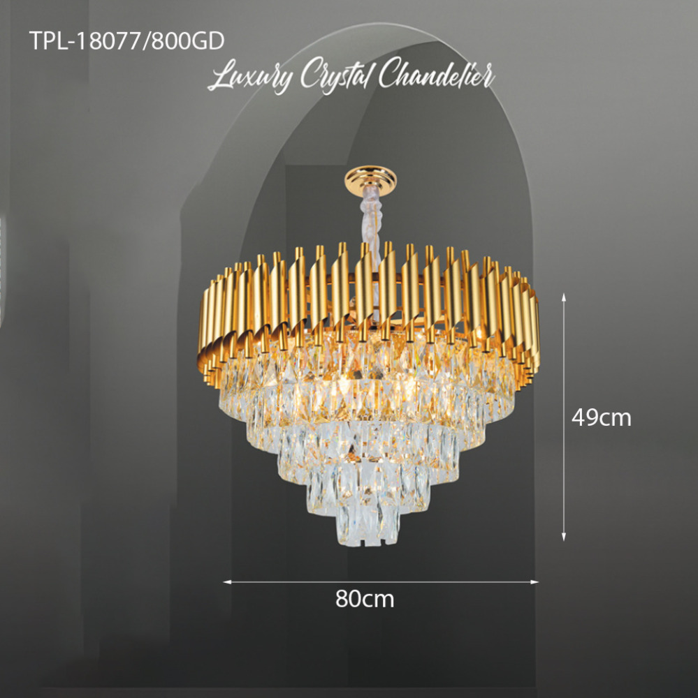 Đèn chùm pha lê thân vàng TPL-18077/800GD