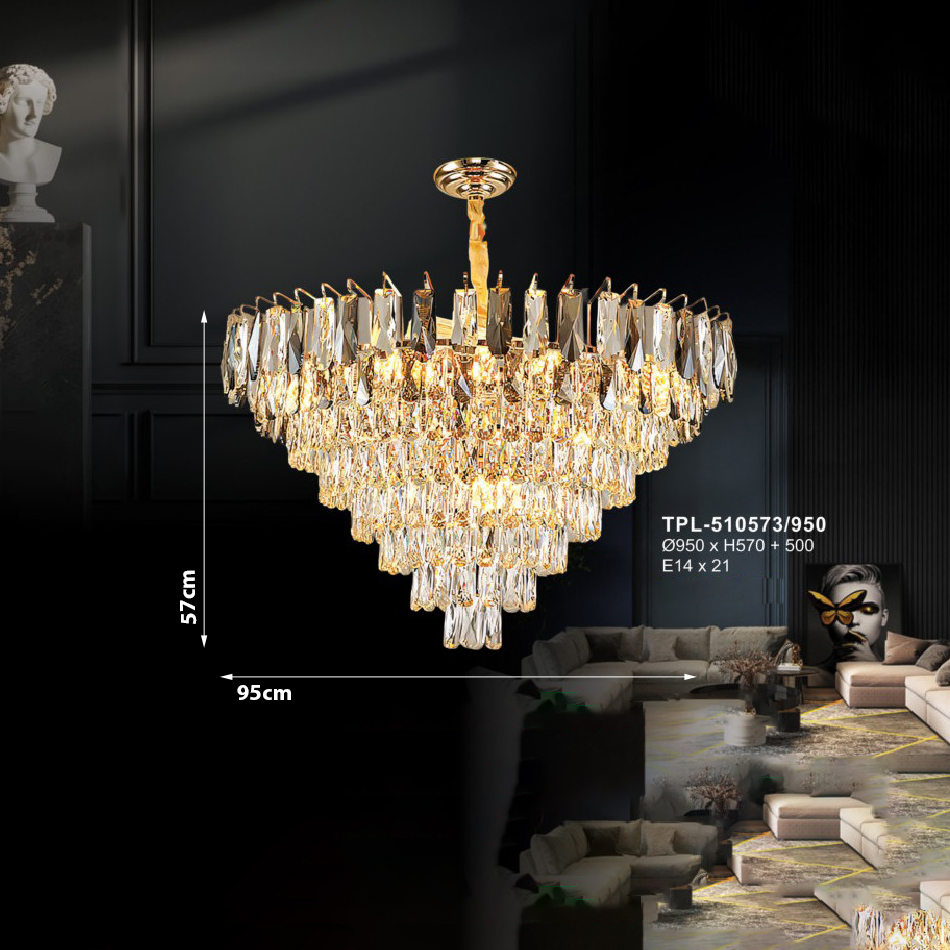 Đèn thả trần tròn pha lê khói TPL-510573/950