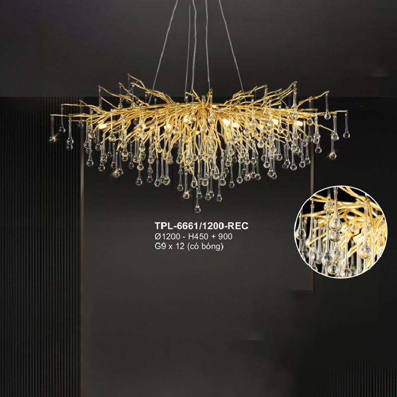 Đèn thả pha lê dáng cành cây giọt nước TPL-6661/1200-REC