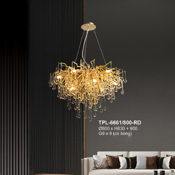 Đèn thả pha lê dáng cành cây giọt nước TPL-6661/800-RD