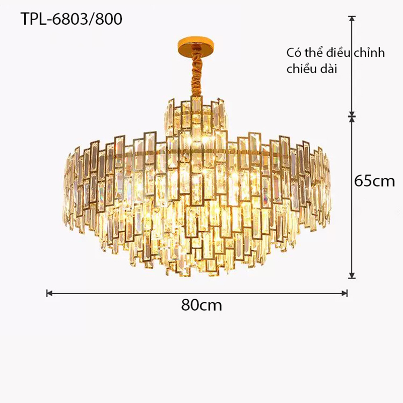 Đèn pha lê vàng TPL-6803/800
