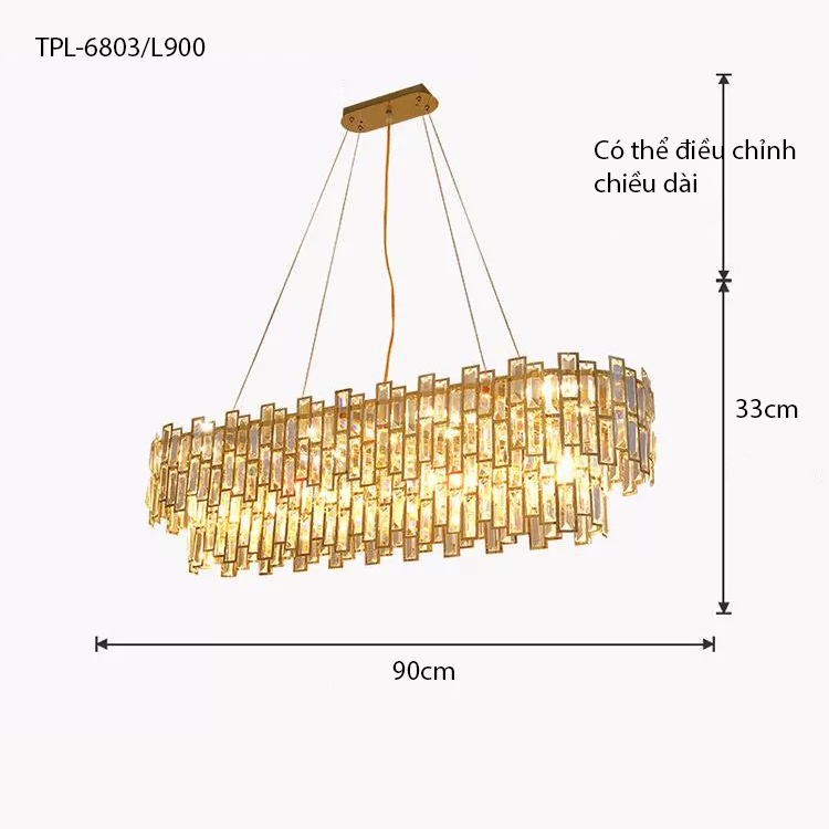 Đèn pha lê vàng TPL-6803/L900